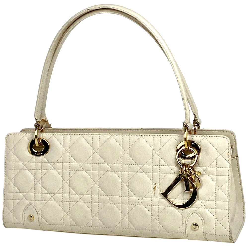 Christian Dior Cannage Quilted handbag leather Ivory White